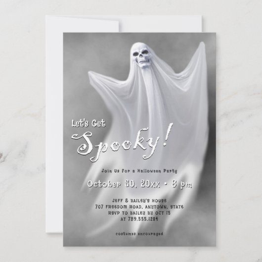 Laten we Spooky Ghost Halloween Party krijgen Kaart (Voorkant)