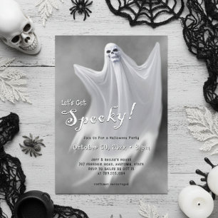 Laten we Spooky Ghost Halloween Party krijgen Kaart