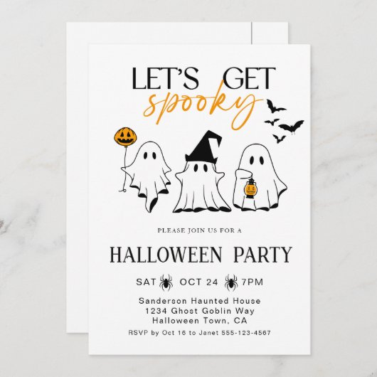 Laten we Spooky Ghost Halloween Party krijgen Kaart (Voorkant / Achterkant)