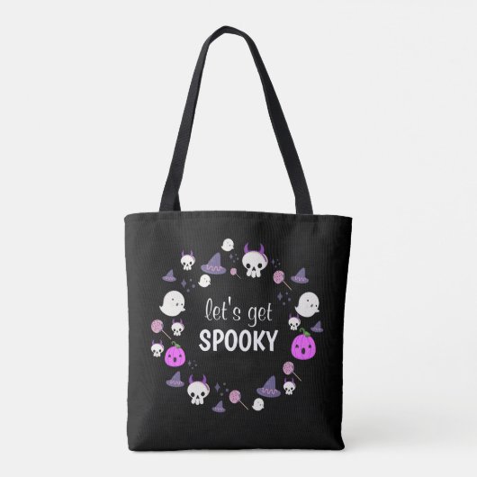 Laten we Spooky Ghost Modern Monogram Halloween kr Draagtas (Achterkant)