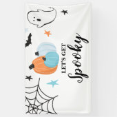 Laten we Spooky Halloween blauwe pompoenen Birthda Spandoek (Verticaal)