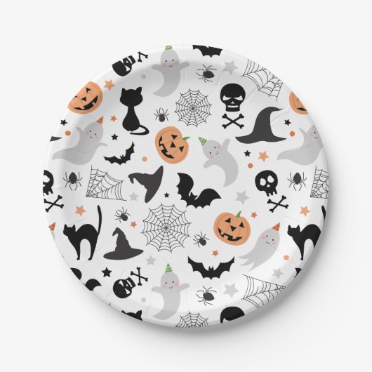 Laten we spooky Halloween Party Bord wit (Voorkant)