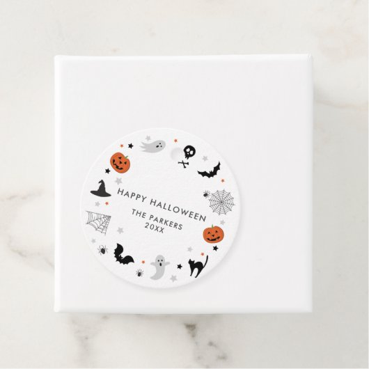 Laten we spooky Halloween Party wit Bedankjes Labels (In situ)