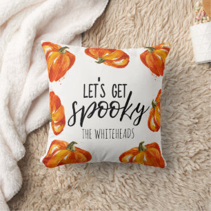 Laten we Spooky Halloween Pumpkin Monogram nemen Kussen
