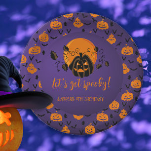 Laten we spooky Halloween verjaardagsfeestje krijg Papieren Bordje