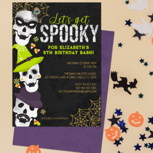 Laten we Spooky Halloween-verjaardagsuitnodiging k Kaart