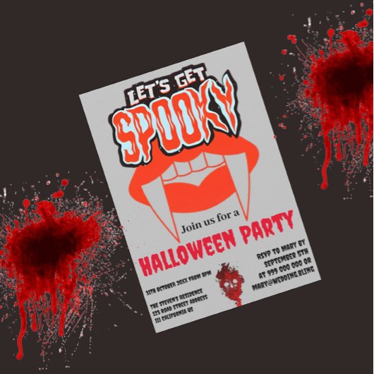 Laten we Spooky Vampire Fang Halloween-uitnodiging Kaart