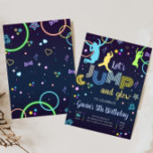 Laten we springen en gloed trampoline verjaardagsf kaart