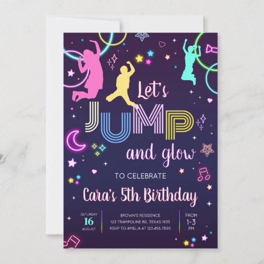 Laten we springen en gloeien verjaardagsfeestje kaart (Voorkant)