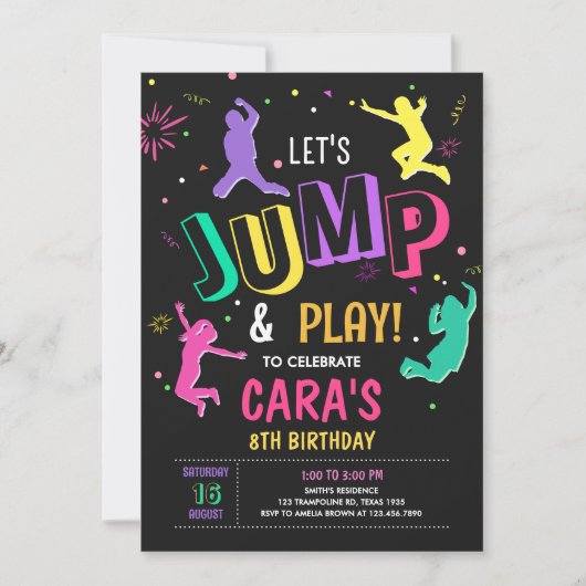 Laten we springen en spelen meisje verjaardagsfees kaart (Voorkant)