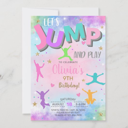 Laten we SPRINGEN en spelen verjaardagsuitnodiging Kaart (Voorkant)