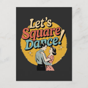 Laten we Square Dance doen Retro cadeau voor squar Briefkaart