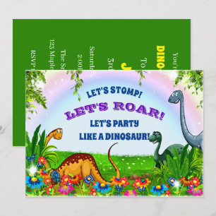 Laten we Stomp en Roar Dinosaur Birthday Party Kaart