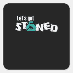 Laten we stoned Curling Wintersport krijgen Vierkante Sticker