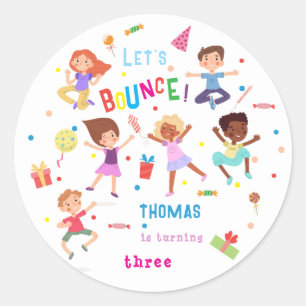 Laten we stuiteren springpark kids verjaardag ronde sticker
