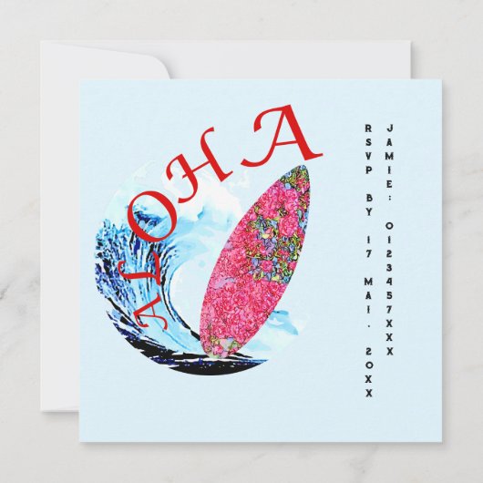 Laten we surfplank strand verjaardagsfeestje surfe kaart (Achterkant)