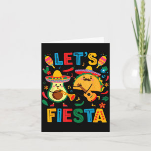 Laten we taco-avocado feest vieren lustige cinco d kaart