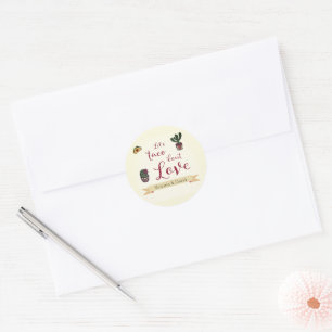 Laten we Taco 'bout Love Fiesta Thema Bruiloftsfee Ronde Sticker