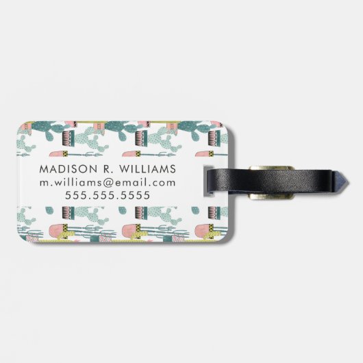 Laten we Taco Over Liefde | Cactus Pattern Bagagelabel (Achterkant horizontaal)