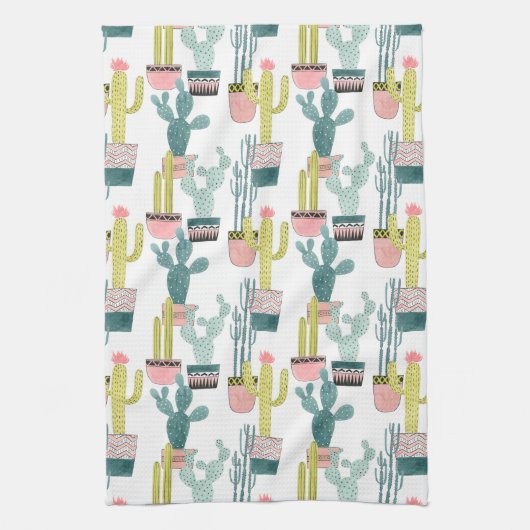 Laten we Taco Over Liefde | Cactus Pattern Theedoek (Verticaal)