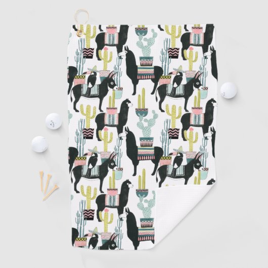 Laten we Taco Over Liefde | Llama en Donkey Patter Golfhanddoek (Insitu)