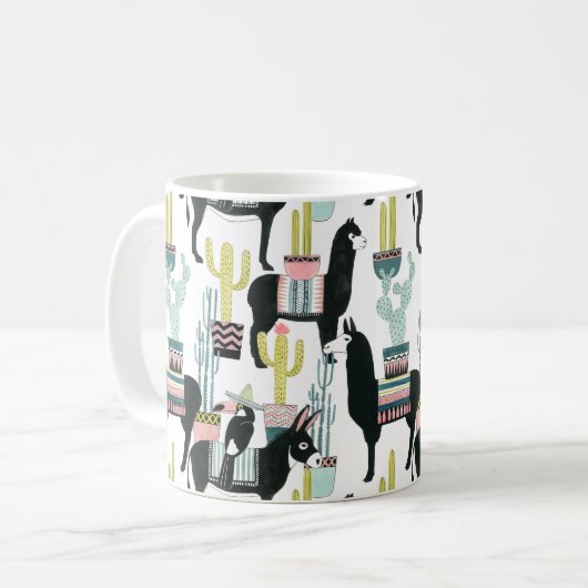 Laten we Taco Over Liefde | Llama en Donkey Patter Koffiemok (Voorkant links)