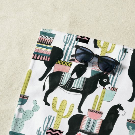 Laten we Taco Over Liefde | Llama en Donkey Patter Strandlaken (In situ)