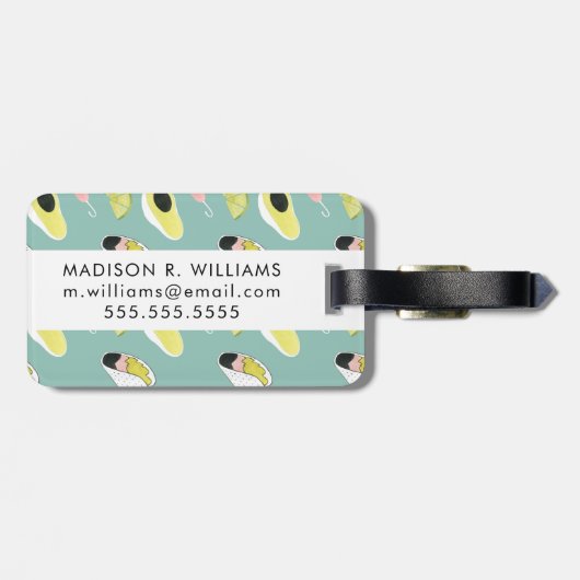 Laten we Taco Over Liefde | Taco Element Pattern Bagagelabel (Achterkant horizontaal)