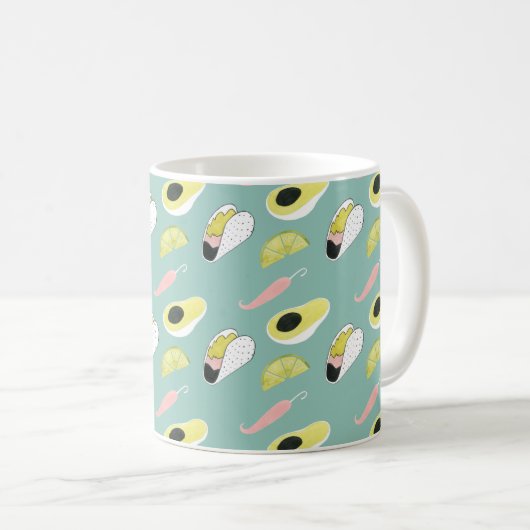 Laten we Taco Over Liefde | Taco Element Pattern Koffiemok (Voorkant rechts)