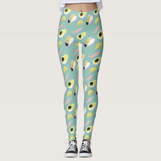 Laten we Taco Over Liefde | Taco Element Pattern Leggings (Voorkant)
