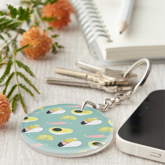 Laten we Taco Over Liefde | Taco Element Pattern Sleutelhanger (Voorkant Rechts)