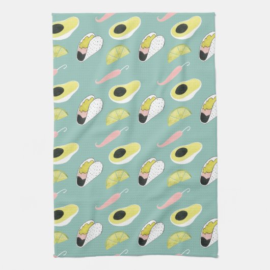 Laten we Taco Over Liefde | Taco Element Pattern Theedoek (Verticaal)
