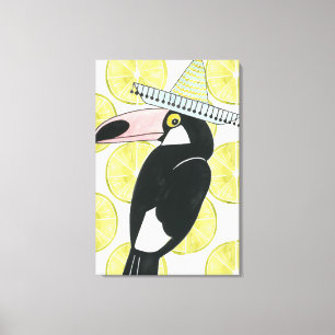 Laten we Taco Over Liefde   Toucan Sombrero Canvas Afdruk