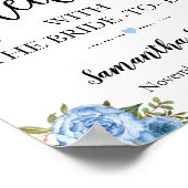 Laten we Tea met Bride tot blauwe boho Wedding mak Poster (Hoek)