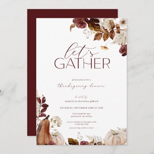 Laten we Thanksgiving dineruitnodiging verzamelen Kaart (Voorkant / Achterkant)