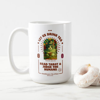 Laten we thee drinken, tarot lezen en mensen beoor koffiemok