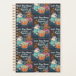 Laten we thuis blijven en Pupcorn Cartoon-honden b Planner