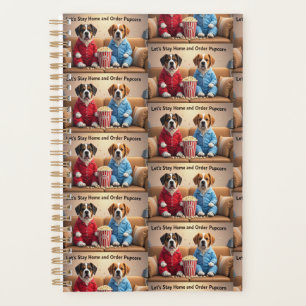 Laten we thuis blijven en Pupcorn Cartoon-honden b Planner