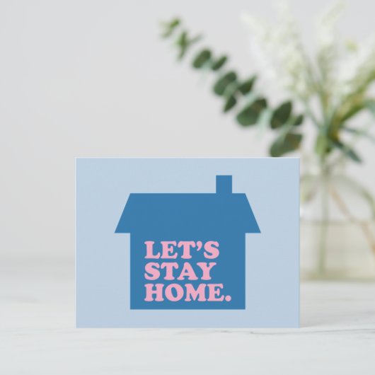 Laten we thuisblauw blijven briefkaart (Staand voorkant)