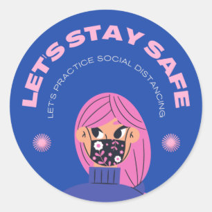 Laten we veilig blijven ronde sticker