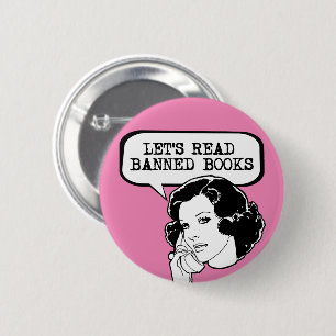 Laten we verboden boeken lezen Retro Ronde Button 5,7 Cm