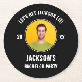 Laten we verlicht foto vrijgezellenfeest krijgen ronde kartonnen onderzetter (Voorkant)