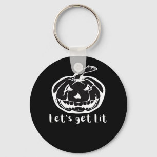 Laten we verlicht grappige Halloween pompoen voor Sleutelhanger