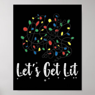 Laten we verlicht grappige kerstverlichting pyjama poster