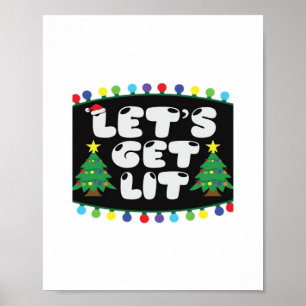 Laten we verlicht kerstboom vrolijke grappige grap poster
