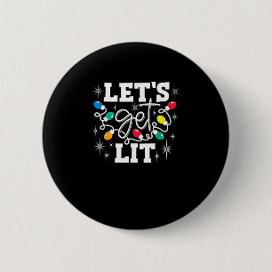 Laten we verlicht kerstverlichting Grappige Retro Ronde Button 5,7 Cm