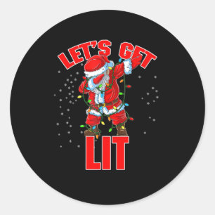 Laten we verlicht worden Drink kerstmuts Dabbing k Ronde Sticker