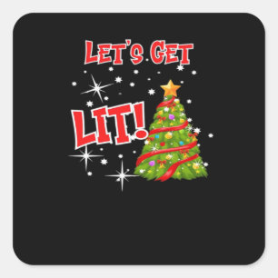 Laten we verlicht worden, leuk idioom, kerstverlic vierkante sticker
