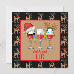 Laten we verlichte kerst cocktail uitnodiging