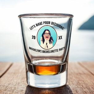 Laten we vier beslissingen nemen vrijgezellenfeest shot glas